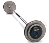 TROY Pro Style Barbell with Gray Iron Plates, Chrome Bar, and Rubber Endcaps