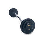 TROY Pro-Style Curl Barbell with Black Iron Plates, Chrome Bar, and Black Rubber Endcaps