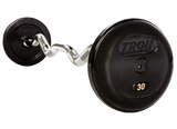 TROY Pro-Style Curl Barbell with Black Rubber Plates, Chrome bar, and Black Rubber Endcaps