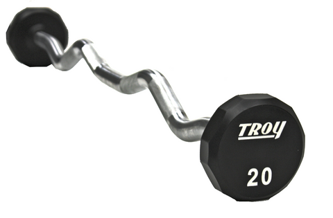 TROY 12-Sided Solid Head Urethane Curl Barbell