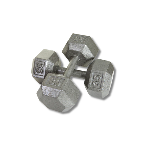 VTX Troy 12-Sided Solid Gray Cast Iron Dumbbells w/Steel, Contoured Handle